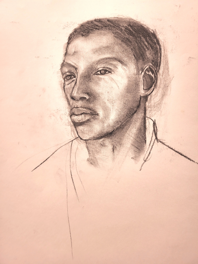 portret man | 2022 | 50 bij 65 cm | houtskool